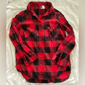 H&M red plaid button down
